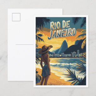 Rio de Janeiro Brazilië Vintage Illustratie Reizen Briefkaart