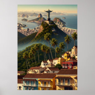Rio De Janeiro Brazilië Vintage Reis Christ vintag Poster