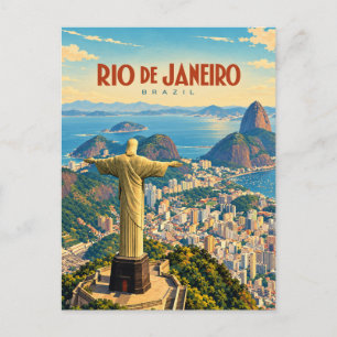 Rio de Janeiro Brazilië Vintage Reis Kunst Briefkaart