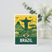 Rio de Janeiro Brazilië Vintage Travel Illustratie Briefkaart (Staand voorkant)