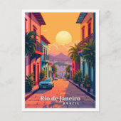 Rio de Janeiro Brazilië Vintage Travel Illustratie Briefkaart (Voorkant)