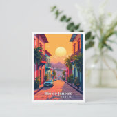 Rio de Janeiro Brazilië Vintage Travel Illustratie Briefkaart (Staand voorkant)