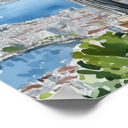 Rio de Janeiro Brazilië Waterverf Art Print (Hoek)