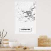 Rio de Janeiro, Brazilië (zwart op wit) Poster (Keuken)