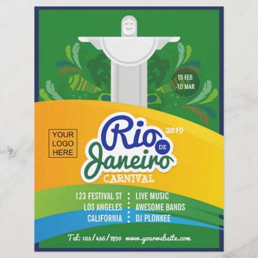 Rio de Janeiro Carnaval aangepaste logo en foto Flyer (Voorkant)