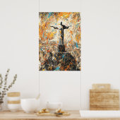 Rio de Janeiro Christ the Redeemer Abstract Drip Poster (Keuken)