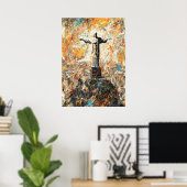 Rio de Janeiro Christus de Verlosser Abstracte Dru Poster (Thuiskantoor)