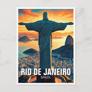 Rio de Janeiro Christus de Verlosser Zonsondergang Briefkaart