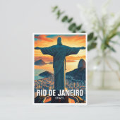 Rio de Janeiro Christus de Verlosser Zonsondergang Briefkaart (Staand voorkant)