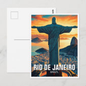 Rio de Janeiro Christus de Verlosser Zonsondergang Briefkaart (Voorkant / Achterkant)