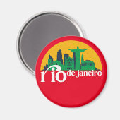 Rio de Janeiro City Skyline Retro Cityscape Art Magneet (Voorkant / Achterkant)