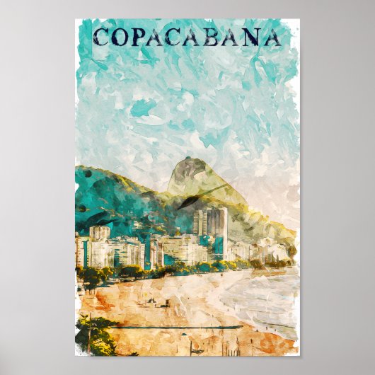 Rio de Janeiro Copacabana Strandschilderij Poster (Voorkant)