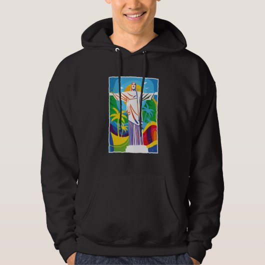 Rio de Janeiro Cristo Redentor Brazil Skyline Silh Hoodie (Voorkant)
