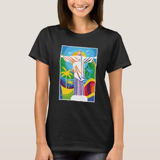 Rio de Janeiro Cristo Redentor Brazil Skyline Silh T-shirt (Voorkant)