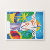 Rio de Janeiro Cristo Redentor Brazilië, kleurrijk Legpuzzel (Horizontaal)