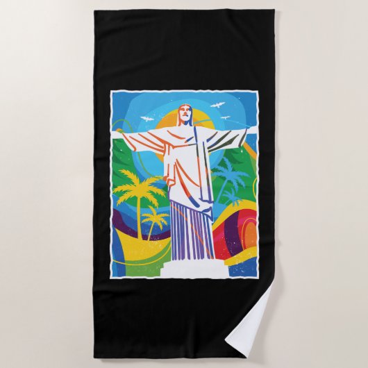 Rio de Janeiro Cristo Redentor Brazilië, kleurrijk Strandlaken (Voorkant)