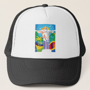 Rio de Janeiro Cristo Redentor Brazilië, kleurrijk Trucker Pet