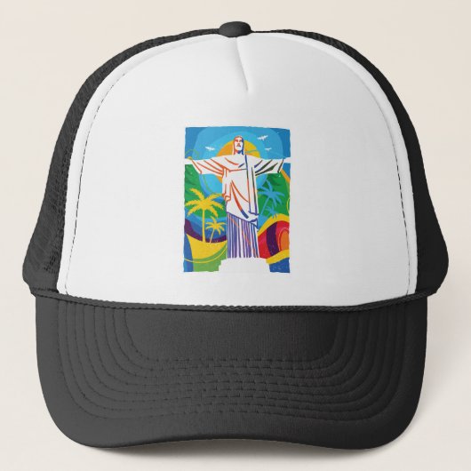 Rio de Janeiro Cristo Redentor Brazilië, kleurrijk Trucker Pet (Voorkant)