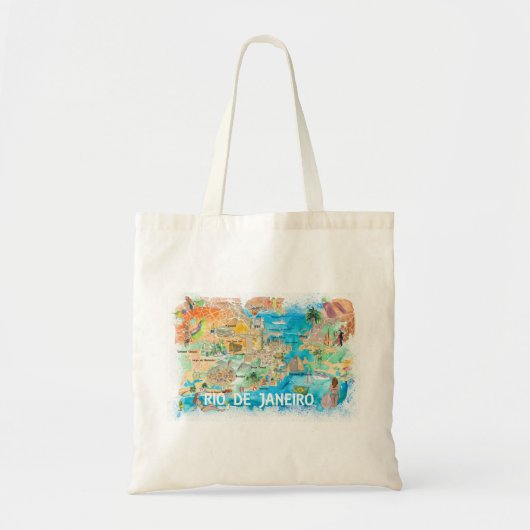 Rio de Janeiro geïllustreerde kaart met hoofdwegen Tote Bag (Voorkant)