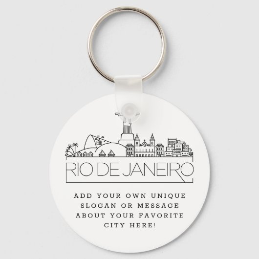 Rio De Janeiro gestileerde skyline | Aangepaste sl Sleutelhanger (Voorkant)