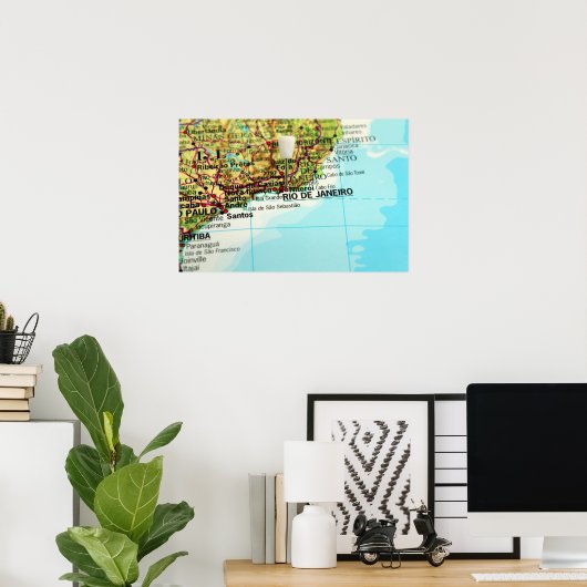 Rio de Janeiro-kaart Poster (Thuiskantoor)