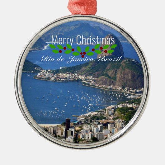 Rio de Janeiro, kerstgroeten, Metalen Ornament (Voorkant)
