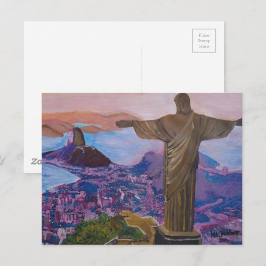 Rio De Janeiro met Christus De Redeemer Briefkaart (Voorkant / Achterkant)