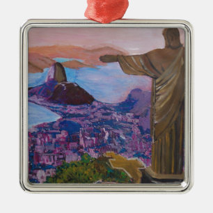 Rio De Janeiro met Christus De Redeemer Metalen Ornament