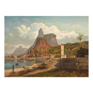 Rio de Janeiro, Mont Corcovado en Botafago Bay Foto Afdruk
