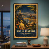 Rio de Janeiro Nacht Vintage Reisposter Poster