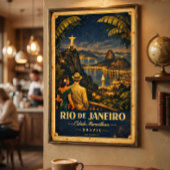 Rio de Janeiro Nacht Vintage Reisposter Poster