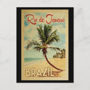 Rio de Janeiro Palm Tree Vintage Travel Briefkaart