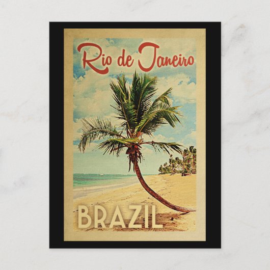 Rio de Janeiro Palm Tree Vintage Travel Briefkaart (Voorkant)