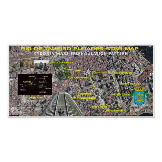 Rio de Janeiro Pleiades Kaart Perfect Poster (Voorkant)