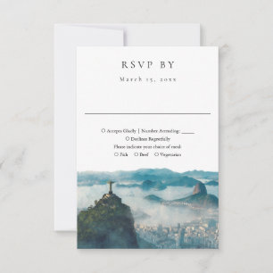 Rio de Janeiro Silhouette Watercolor Bruiloft RSVP Kaartje