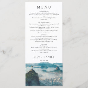 Rio de Janeiro Silhouette Watercolor Elegante Trou Menu