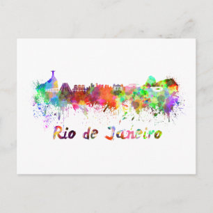 Rio de Janeiro skyline in waterverf Briefkaart