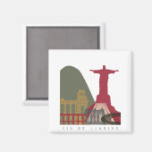 Rio de Janeiro skyline poster Magneet (Voorkant / Achterkant)