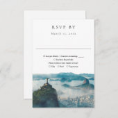 Rio de Janeiro Skyline Watercolor Wedding RSVP Kaartje (Voorkant / Achterkant)