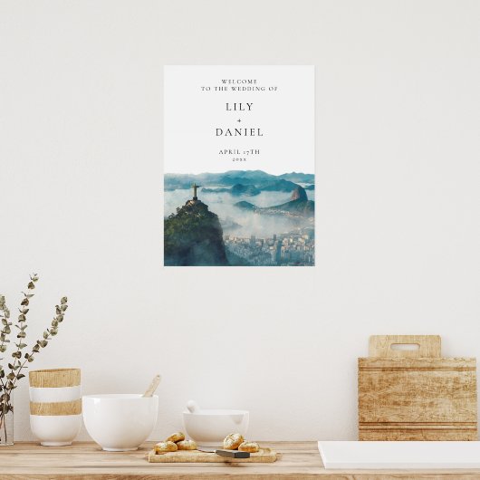 Rio de Janeiro Skyline Wedding Welcome Sign Poster (Keuken)