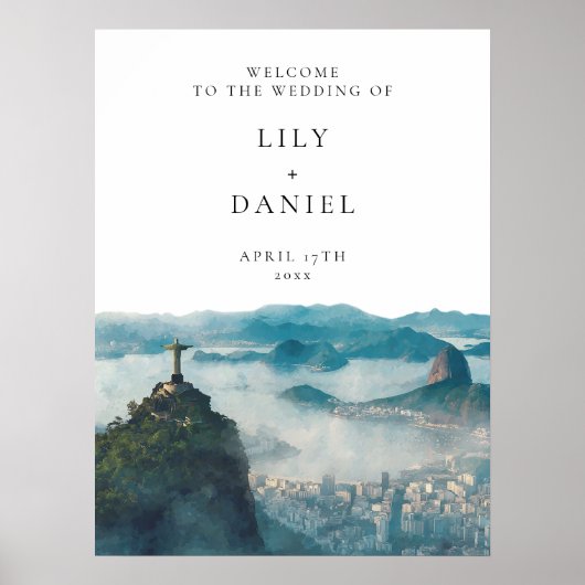 Rio de Janeiro Skyline Wedding Welcome Sign Poster (Voorkant)