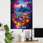 Rio de Janeiro Stadssilhouet Poster – Braziliaanse (Thuiskantoor)