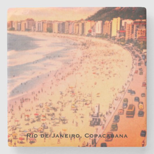 Rio de Janeiro,  strand van Copacabana, Brazilië Stenen Onderzetter (Voorkant)