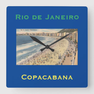 Rio de Janeiro, strand van Copacabana, Brazilië Vierkante Klok