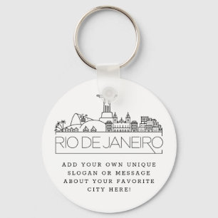 Rio De Janeiro Stylized Skyline   Aangepaste sloga Sleutelhanger