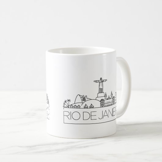 Rio De Janeiro Stylized Skyline Coffee Mok (Voorkant rechts)
