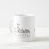 Rio De Janeiro Stylized Skyline Coffee Mok (Voorkant links)