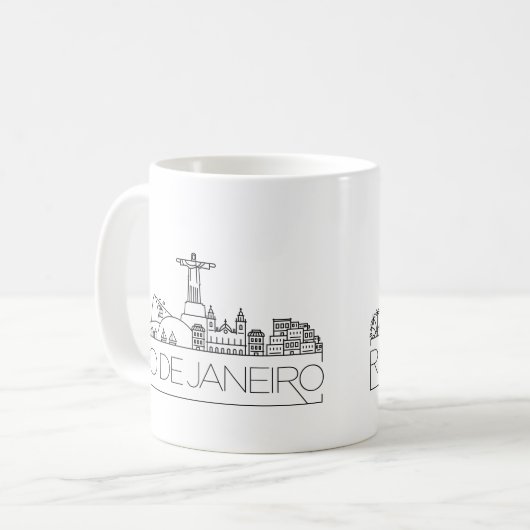 Rio De Janeiro Stylized Skyline Coffee Mok (Voorkant links)