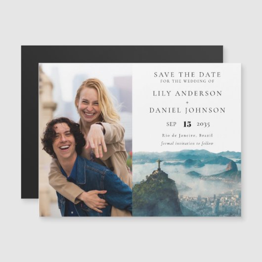 Rio de Janeiro Wedding Photo Save The Date Magnetische Uitnodiging (Voorkant / Achterkant)
