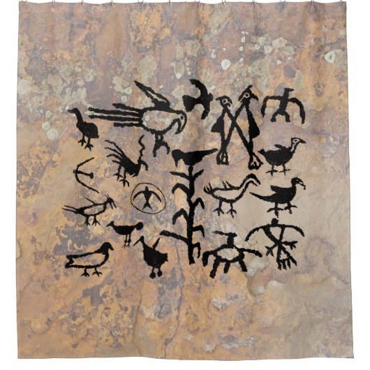 Rio Grande Bird Petroglyphs Douchegordijn (Voorkant)